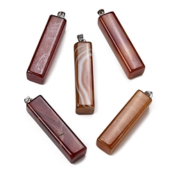 Red Agate Натуральный красный агат большие кулоны, прямоугольные подвески 304 с защелками из нержавеющей стали, цвет нержавеющей стали, 52~53.5x12~13x12~13 мм, отверстие : 4.8x6.8 мм