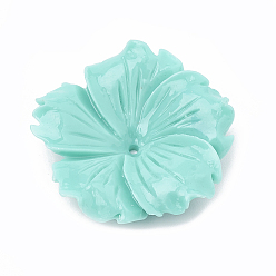 Бирюза Окрашенные синтетические коралловые шарики, цветок, бирюзовые, 18.5~19.5x19~20x4.5~5.5 мм, отверстие : 1 мм