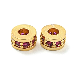 Золотой Стойки обшивки латунь микро проложить кубического циркония бусы, без кадмия и без свинца, долговечный, колонка, золотые, 6x4 мм, отверстие : 2.7 мм