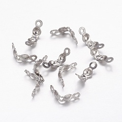 Stainless Steel Color 304 Stainless Steel Bead Tips, Calotte Ends, Clamshell Knot Cover, Stainless Steel Color, 5x2.5mm, Hole: 1mm