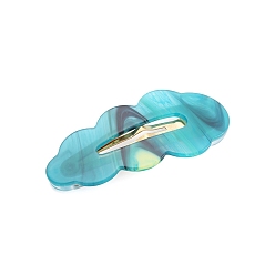 Темно-бирюзовый Заколки для волос из ацетата целлюлозы с железными кнопками, слеза, темные бирюзовый, 60 мм