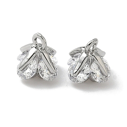 Платина Латунные микро проложить кубического циркония подвески, цветок, платина, 8.5x8.5x8.5 мм, отверстие : 1.4 мм