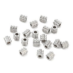 Stainless Steel Color 304 Stainless Steel Spacer Beads, Textured Column, Tarnish Free, Stainless Steel Color, 4x3~3.5mm, Hole: 1.5mm