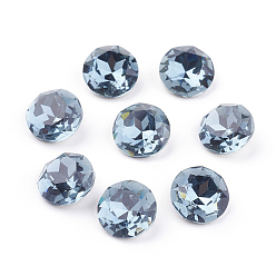 Индийский Сапфир Заостренные назад и назад покрытые k 9 стеклянные кабошоны со стразами, класс А, граненые, плоско-круглые, Индийский сапфир, 8x4.5 мм
