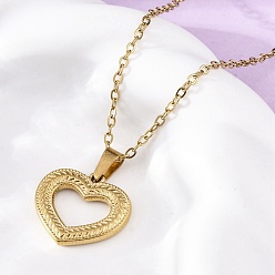 Настоящее золото 18K Полые сердца 304 из нержавеющей стали кулон ожерелье, ионное покрытие (ip), реальный 18 k позолоченный, 18.11 дюйм (46 см)