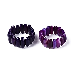 Violet Foncé Bracelets extensibles ovales en perles d'agate naturelle pour femmes et hommes, teint, violet foncé, diamètre intérieur: 2.05~2.44 pouce (5.2~6.2 cm)