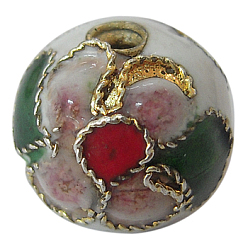 Белый Бусины ручной работы перегородчатой, без кадмия и без свинца, филигрань круглый, белые, 10 мм, отверстие : 1 мм