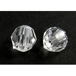 Clair Perles acryliques transparentes, tour clair facetté, 5 mm de diamètre, Trou: 1mm, environ7000 pcs / 500 g