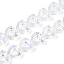 Опал Opalite бисер пряди, полые сердца, 10x10x3~4 мм, отверстие : 1 мм, около 20 шт / нитка, 7.48 дюйм (19 см)