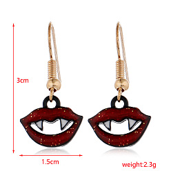 Lip Серьги-подвески из сплава и эмали на тему Хэллоуина, золотые, губа, 30x15 мм