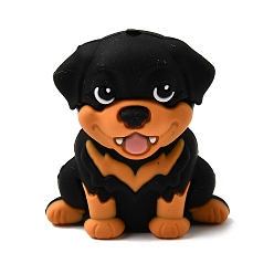 Оранжевый Силиконовые бусины, фокусные бусы, собака, оранжевые, 34x28x14 мм, отверстие : 2 мм