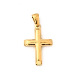 Настоящее золото 18K 304 подвески из нержавеющей стали, ионное покрытие (ip), крест очарование, реальный 18 k позолоченный, 23.5x15.5x3.5 мм, отверстие : 5x2.5 мм