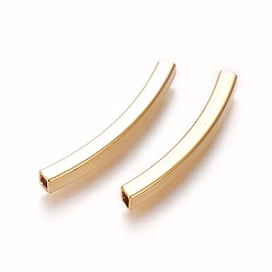 Золотой 304 шарики из нержавеющей стальной трубы, квадратное отверстие, золотые, 40x4x4 мм, отверстие : 2.5~3.2 мм