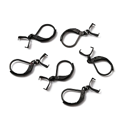 Черный 304 из нержавеющей стали выводы Leverback серьги, с поручителями, электрофорез черный, 24 мм, контактный: 0.7 мм и 0.5 мм