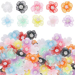 (52) Непрозрачная лаванда 60 шт. 10 цвета тканевые цветы, с имитацией жемчуга, украшение для шитья своими руками, разноцветные, 26~31x10 мм, 6 шт / цвет