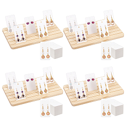 Белый Навахо 4шт. деревянные подставки для демонстрации ювелирных изделий, сережек и карточек с отделениями для хранения, прямоугольные, с 200шт. бумажных карточек для демонстрации отдельных сережек, навахо белый, 28x16.8x1.2 см