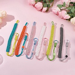 (52) Непрозрачная лаванда 6 шт. 6 цвета полиэстер и спандекс шнуры веревки подвесные украшения, с пластиковыми пружинными запорными тросами и окрашенными распылением кольцами из сплава пружинных затворов, разноцветные, 415~420 мм, 1 шт / цвет