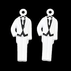 Белый Подвески из сплава аэрозольной краски, подвески для делового костюма, стойки покрытие, белые, 32x12x3.5 мм, отверстие : 1.6 мм