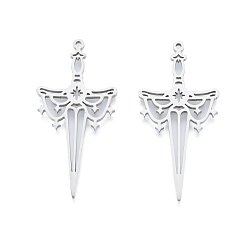 Нержавеющая Сталь Цвет Не тускнеет 201 подвеска из нержавеющей стали, полые прелести, меч, цвет нержавеющей стали, 47x22.5x1.5 мм, отверстие : 1.4 мм