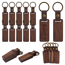 Верблюжий 40шт. брелоки из орехового дерева, с кольцами для ключей из сплава, прямоугольные, верблюжие, 111 мм