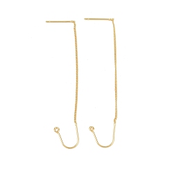 Настоящее золото 18K Изделия из латуни, с петлей, реальный 18 k позолоченный, 61x10.5x0.8 мм, отверстие : 1 мм, штифты : 0.7 мм