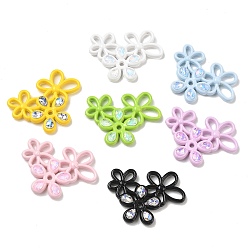 Gemischte Farbe Acryl-Strass-Perlen, Blume, Gemischte Farbe, 29.5x40x5.5 mm, Bohrung: 2.5 mm