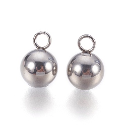 Stainless Steel Color Tarnish Resistant 201 Stainless Steel Charms, Round, Stainless Steel Color, 11.5x8mm, Hole: 2mm