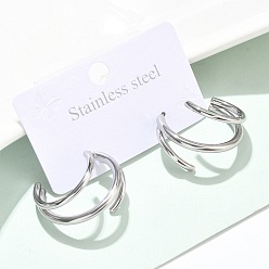 Нержавеющая Сталь Цвет 304 тройные серьги-гвоздики из нержавеющей стали, цвет нержавеющей стали, 25.5x17 мм