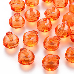 Коралловый Прозрачные акриловые подвески, граненые, 3 d яблоко, коралл, 17.5x19x18 мм, отверстие : 2 мм, Около 173 шт / 500 г