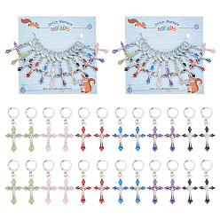 (52) Непрозрачная лаванда Сплав эмаль религия распятие крест кулон запирание маркеры петель, 304 маркер с застежкой из нержавеющей стали, разноцветные, 4.6 см, 6 цветов, 2 шт / цвет, 12 шт / комплект