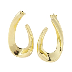 Настоящее золото 18K Латунь серьги, слеза, реальный 18 k позолоченный, 42x22 мм