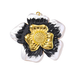 Черный 304 эмаль нержавеющей стали большие кулоны, , ионное покрытие (ip), чёрные, реальный 18 k позолоченный, 56x51 мм