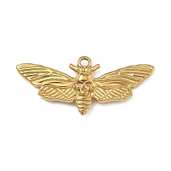 Настоящее золото 18K 304 подвески из нержавеющей стали, амулет из моли «мертвая голова», ионное покрытие (ip), долговечный, реальный 18 k позолоченный, 13x30x3.5 мм, отверстие : 1.5 мм