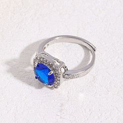 Платина Плоские круглые микро латунь проложить кубического циркония палец кольца, платина, внутренний диаметр: 20 мм