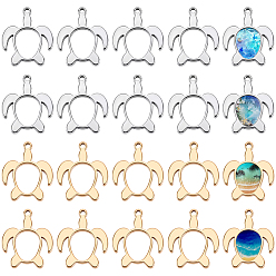 Golden & Stainless Steel Color 20Pcs 2 Colors Stainless Steel Pendants, Sea Turtle Charm, Golden & Stainless Steel Color, 27x23.5x3mm, Hole: 2mm, 10pcs/color