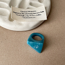 Темно-бирюзовый Кольца из смолы для женщин, треугольные, темные бирюзовый, размер США 7 1/4 (17.5 мм)