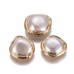 Дригие Морские Ракушки Стеклянные бусы, край позолоченный, слеза, 20.5~22.5x18.5~21.5x8~9.5 мм, отверстие : 1 мм