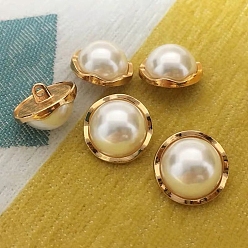 Золотой Кнопки сплава хвостовиком, с имитацией жемчужина бисера, 1-луночное, полукруглый, золотые, 20 мм