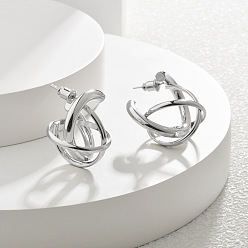 Платина Латунь серьги, круглые, платина, 27x21.5 мм