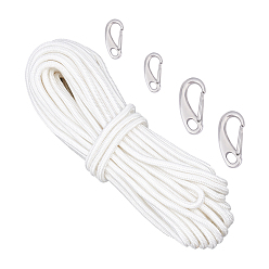 Stainless Steel Color 5Pcs 3 Style 304 Stainless Steel Egg-Shaped Spring Clasps, Braided Nylon Thread, Stainless Steel Color, 49x24x11.5mm, 2pcs/set