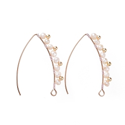 Golden & Rose Gold Dangle Earrings, with Natural Pearl Beads, Brass Beads, 304 Stainless Steel Earring Hooks and Copper Wire, Golden & Rose Gold, 41.5mm, Pin: 0.8mm