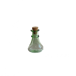 Light Green Miniature Glass Empty Wishing Bottles, with Cork Stopper, Micro Landscape Garden Dollhouse Accessories, Photography Props Decorations, Light Green, 22x27mm