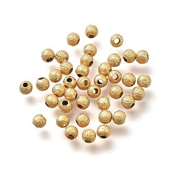 Настоящее золото 18K Латунные бусины, долговечный, матовым круглым, без никеля , реальный 18 k позолоченный, 3x2.5 мм, отверстие : 1 мм
