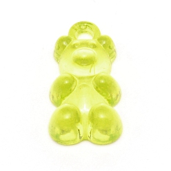 Green Yellow Transparent Acrylic Pendants, Bear, Green Yellow, 21x11.5x7mm, Hole: 2.1mm