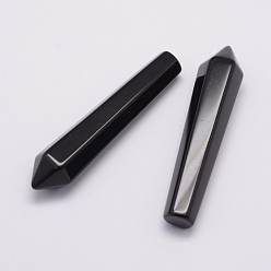 Obsidian Natural Obsidian Pointed Beads, Healing Stones, Reiki Energy Balancing Meditation Therapy Wand, Bullet, Undrilled/No Hole Beads, for Pendant Making, 50~53.5x11x10mm
