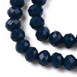 Steel Blue Opaque Solid Color Glass Beads Strands, Faceted, Rondelle, Steel Blue, 2x1.5mm, Hole: 0.4mm, about 195pcs/strand, 11 inch(28cm)