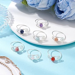 Серебро 7шт. медная проволока, обернутая драгоценными камнями, ограненными в форме звезды, круглые бусины для женщин, серебряные, 9 мм, внутренний диаметр: 20 мм