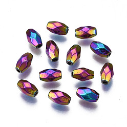 Rainbow Color Бусины из сплава цвета радуги, без кадмия, без никеля и без свинца, граненые, баррель, 7x4x4.5 мм, отверстие : 1.2 мм