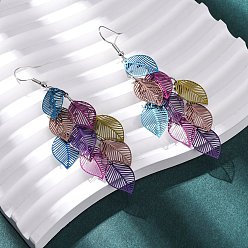 Индиго 430 болтаться серьги из нержавеющей стали лист, с железными крюками серьги, платина, индиговые, 78 мм