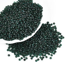 Темно-Зеленый Цилиндр Пикассо из стеклянных бисеринок, темно-зеленый, 2~2.5x1.5~2 мм, отверстие : 1 мм, Около 3030 шт / 50 г